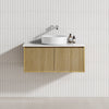 600-1500Mm Narrow Ceto Bellevue Wall Hung Bathroom Vanity Push-To-Open Prime Oak Vanities