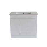 900Mm Premium Bathroom Kickboard Vanity Freestanding Left/right Drawers White Pvc Polyurethane