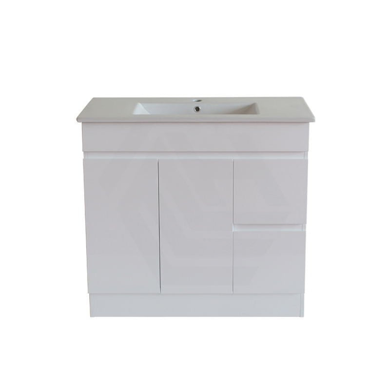 900Mm Premium Bathroom Kickboard Vanity Freestanding Left/right Drawers White Pvc Polyurethane