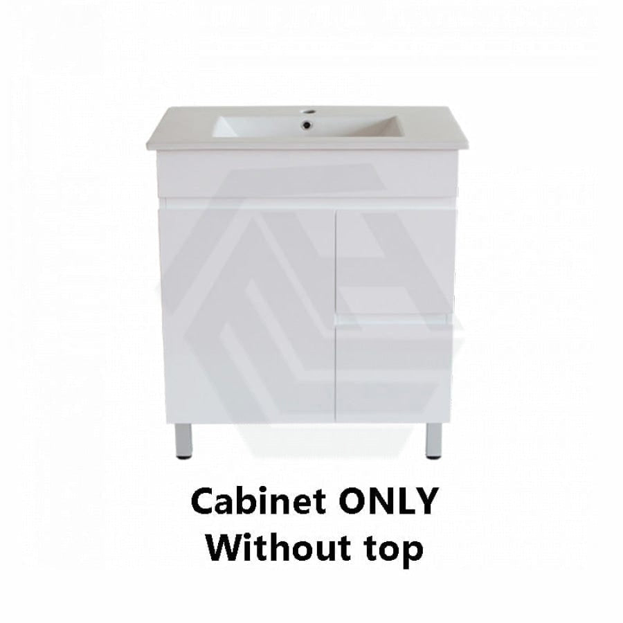 600-1500Mm Premium Bathroom Freestanding Vanity White Pvc Polyurethane Cabinet Only & Ceramic Top
