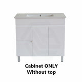 900Mm Premium Bathroom Vanity Freestanding Left/right Drawers White Pvc Polyurethane Cabinet Only 