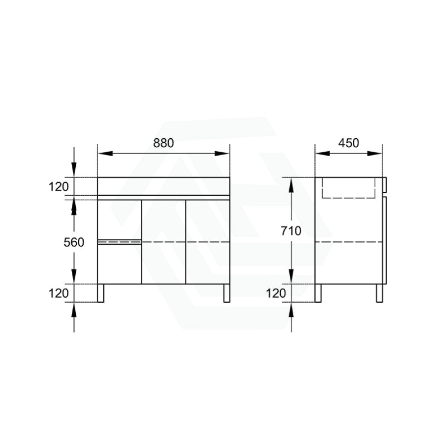 900Mm Premium Bathroom Vanity Freestanding Left/right Drawers White Pvc Polyurethane Cabinet Only 