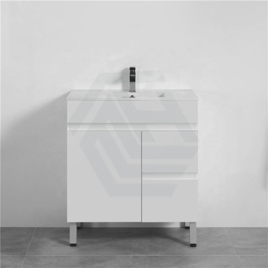 600-1500Mm Premium Bathroom Freestanding Vanity White Pvc Polyurethane Cabinet Only & Ceramic Top