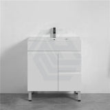 600-1500Mm Premium Bathroom Freestanding Vanity White Pvc Polyurethane Cabinet Only & Ceramic Top