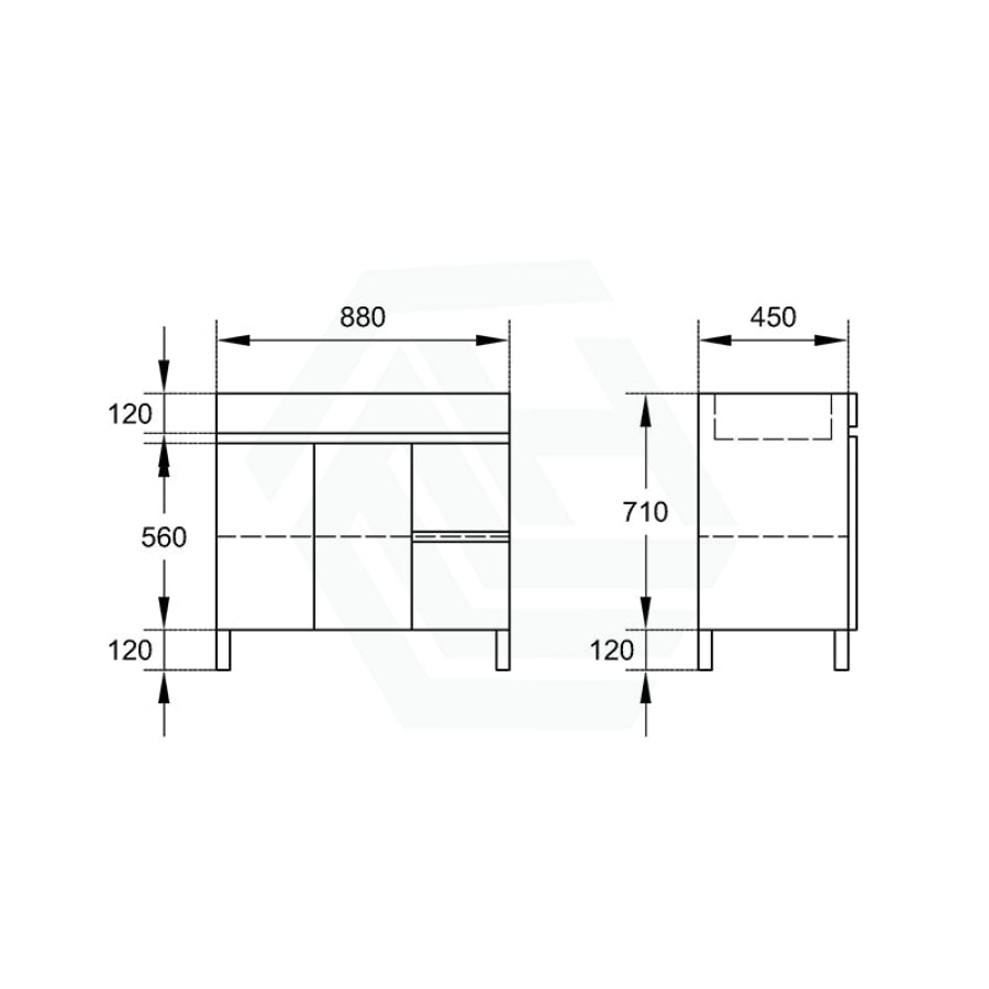 900Mm Premium Bathroom Vanity Freestanding Left/right Drawers White Pvc Polyurethane Cabinet Only 