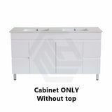 600-1500Mm Premium Bathroom Freestanding Vanity White Pvc Polyurethane Cabinet Only & Ceramic Top