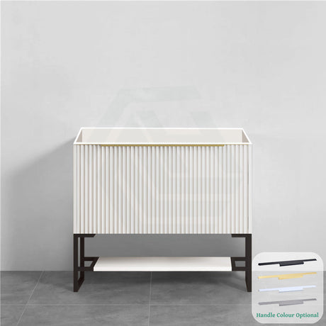600-1500Mm Thena Freestanding Plywood Vanity Matt White Linear Surface Single/Double Bowls Cabinet
