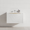 600-1500Mm Thena Wall Hung Plywood Vanity Matt White Linear Surface Single/Double Bowls Cabinet