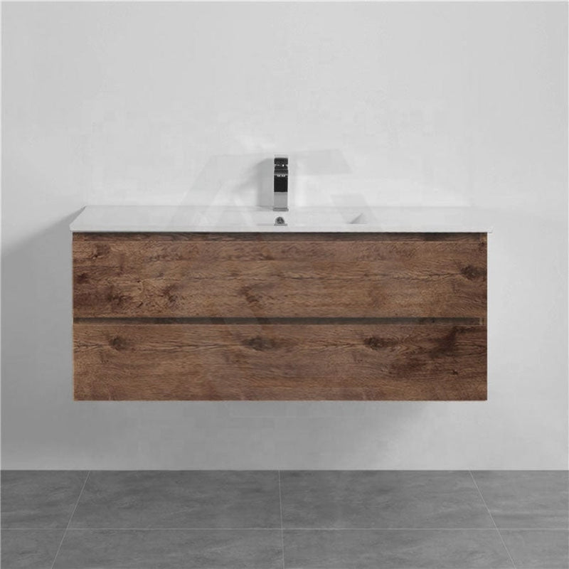 600-1500Mm Wall Hung Bathroom Floating Vanity Dark Oak Wood Grain Pvc Filmed Drawers Cabinet