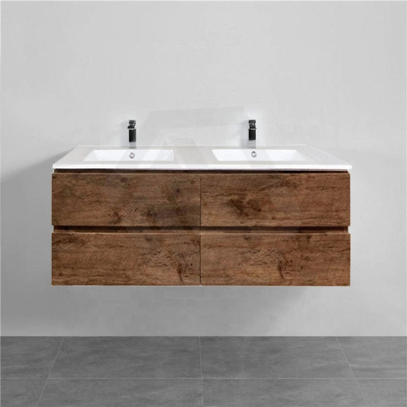 600-1500Mm Wall Hung Bathroom Floating Vanity Dark Oak Wood Grain Pvc Filmed Drawers Cabinet