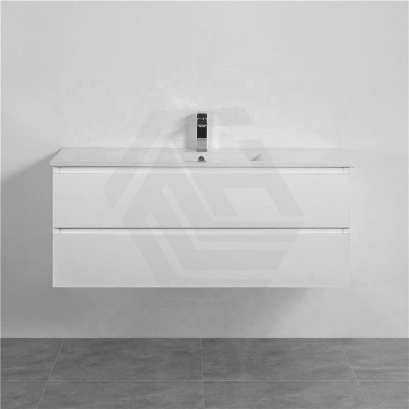 600-1500Mm Wall Hung Bathroom Floating Vanity Matt White Pvc Vacuum Filmed Drawers Cabinet