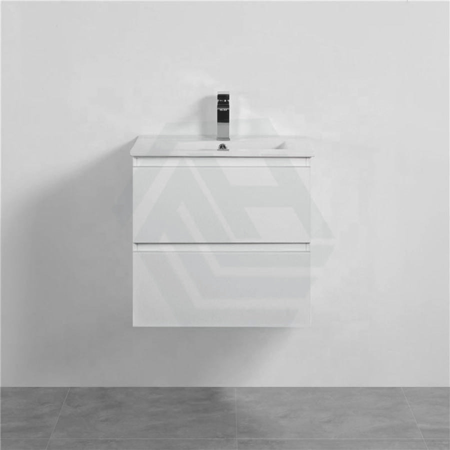 600-1500Mm Wall Hung Bathroom Floating Vanity Matt White Pvc Vacuum Filmed Drawers Cabinet