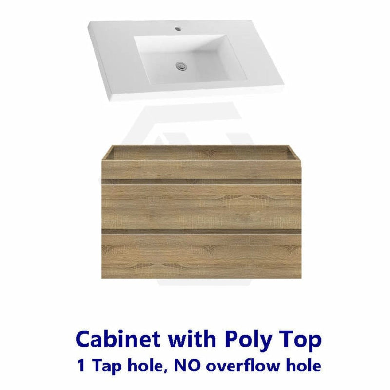 600-1500Mm Wall Hung Bathroom Vanity Timber Wood Grain Drawers Cabinet Only&Ceramic/Poly Top