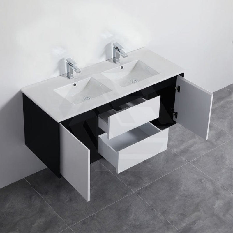 600-1500Mm Wall Hung Pvc Vanity Matt Black & White Cabinet Only For Bathroom 900Mm Vanities
