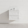 600-1500Mm Wall Hung Pvc Vanity With Matt White Finish For Bathroom Cabinet Only & Ceramic/Poly Top