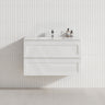 600-1500Mm Wall Hung Pvc Vanity With Matt White Finish For Bathroom Cabinet Only & Ceramic/Poly Top