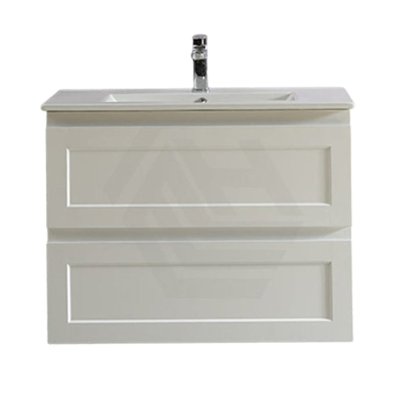 600-1500Mm Wall Hung Pvc Vanity With Matt White Finish For Bathroom Cabinet Only & Ceramic/Poly Top
