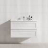 600-1500Mm Wall Hung Pvc Vanity With Matt White Finish Shaker Style Cabinet Only & Ceramic/Poly Top