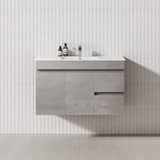 600-1500Mm Wall Hung Vanity Concrete Grey Finish Plywood Cabinet Only For Bathroom Vanities