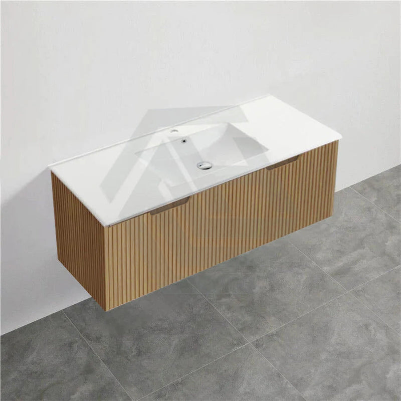 600-1500Mm Wall Hung Vanity Fluted Style American Oak Color Pvc Coating 1200Mm / With Classic