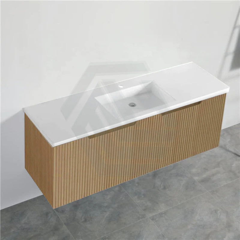 600-1500Mm Wall Hung Vanity Fluted Style American Oak Color Pvc Coating 1500Mm / With Poly Top