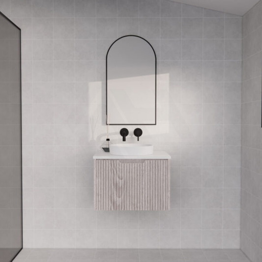 600-1500Mm Wall Hung Vanity Fluted Style White Oak Color Pvc Coating Bathroom Vanities
