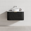 600-1800Mm Ceto Avalon Matt Black Wall Hung Bathroom Pvc Vanity With Soft Closing Drawers Curve