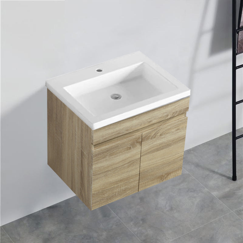 600-1500mm Berge White Oak Wall Hung Vanity with Left / Right Drawer and Ceramic / Poly Tops Options
