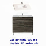 600/700Mm Narrow Berge Freestanding Vanity With Legs Dark Grey Wood Grain Pvc Filmed Cabinet Only &