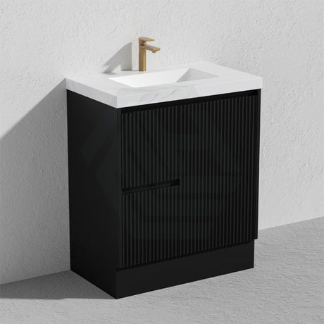 600/750/900/1200/1500Mm Ceto Brighton Freestanding Vanity With Kickboard Pvc Board Matt Black