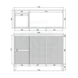 600/750/900/1200/1500Mm Ceto Brighton Freestanding Vanity With Legs Pvc Board Matt Black Linear