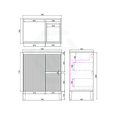 600/750/900/1200/1500Mm Ceto Brighton Freestanding Vanity With Legs Pvc Board Matt Black Linear