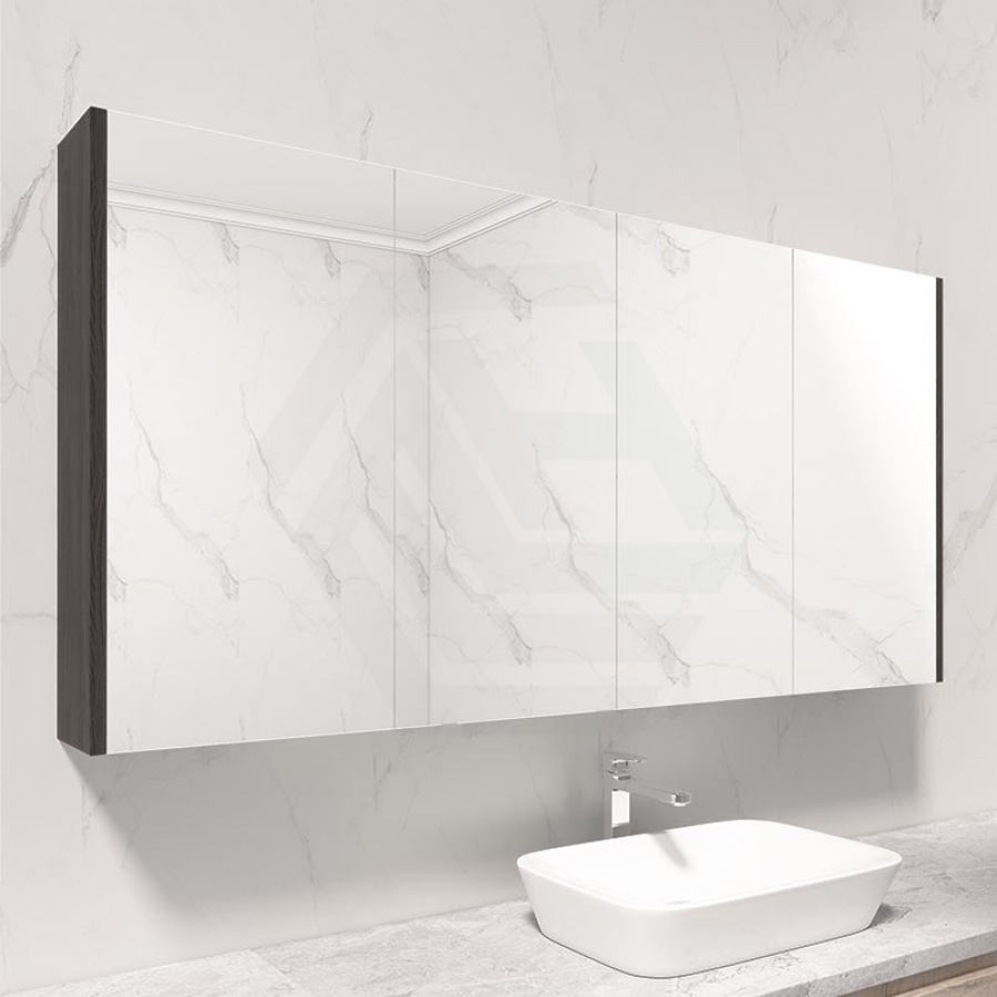 600/750/900/1200/1500mm Dark Grey Wood Grain Pvc Filmed Wall Hung Shaving Cabinet Cabinets