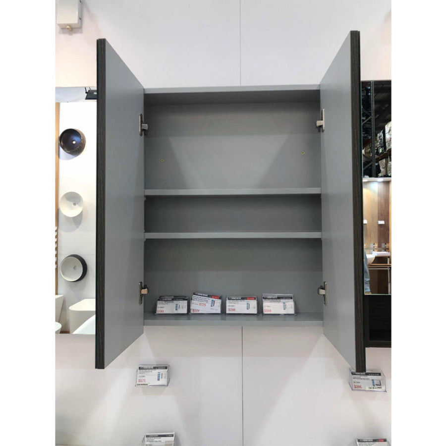 600/750/900/1200/1500mm Dark Grey Wood Grain Pvc Filmed Wall Hung Shaving Cabinet Cabinets