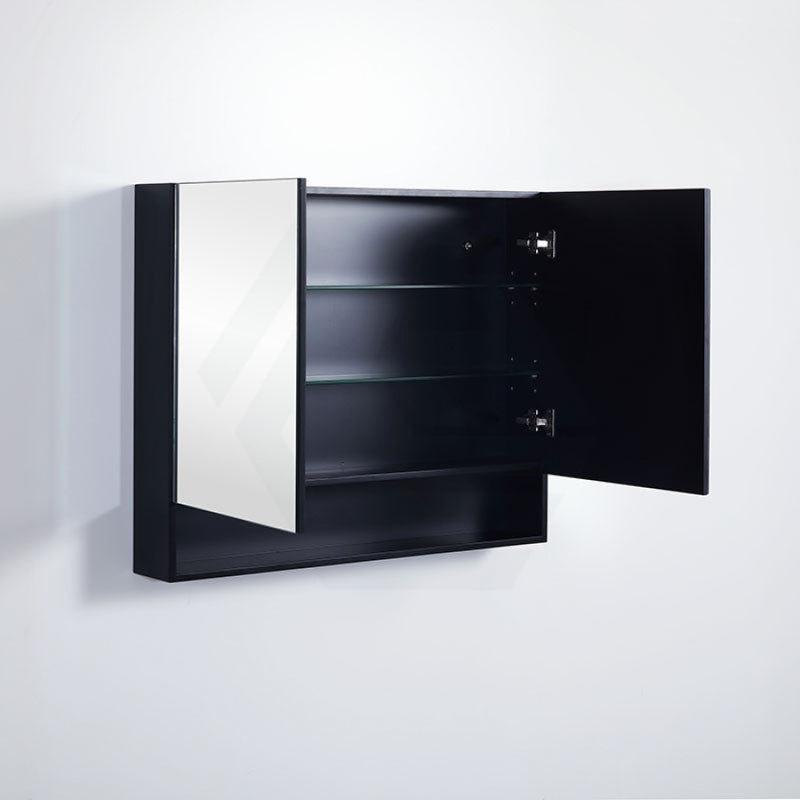 600/750/900/1200/1500Mm Fremantle Shaving Cabinet With Mirror Pvc Board Wall Hung Storage Matt Black