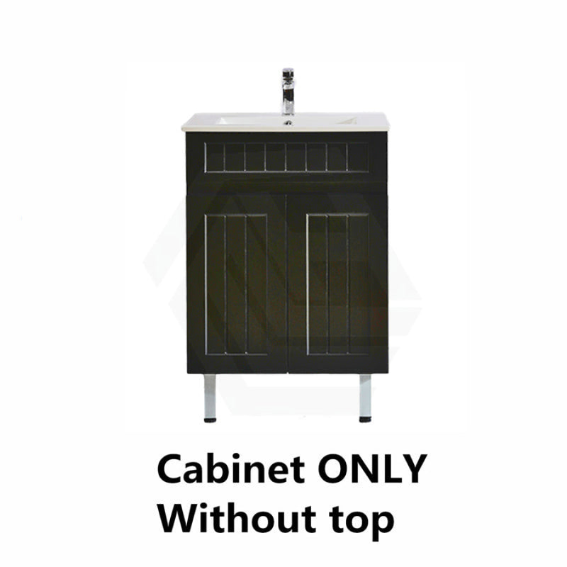 600Mm Hampton Freestanding Vanity Pvc Board Matt Black Linear Surface Cabinet Only Without Top