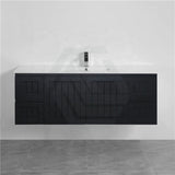 600/750/900/1200/1500Mm Hampton Wall Hung Vanity Pvc Board Matt Black Linear Surface Vanities