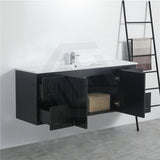 600/750/900/1200/1500Mm Hampton Wall Hung Vanity Pvc Board Matt Black Linear Surface Vanities