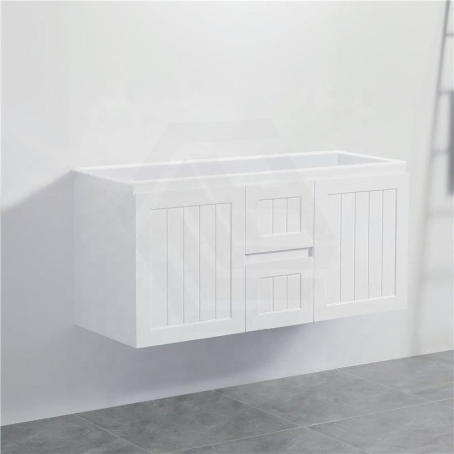 600/750/900/1200/1500Mm Hampton Wall Hung Vanity Pvc Board Matt White Linear Surface Vanities