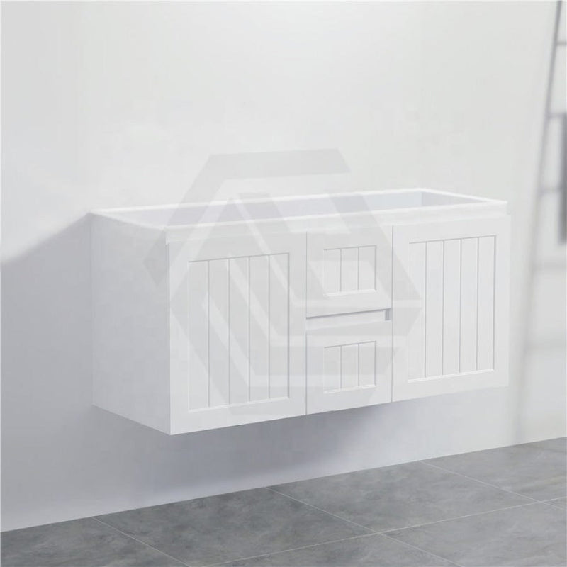 600/750/900/1200/1500Mm Hampton Wall Hung Vanity Pvc Board Matt White Linear Surface Vanities