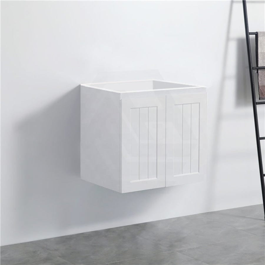 600/750/900/1200/1500Mm Hampton Wall Hung Vanity Pvc Board Matt White Linear Surface Vanities