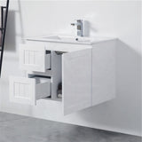 600/750/900/1200/1500Mm Hampton Wall Hung Vanity Pvc Board Matt White Linear Surface Vanities