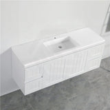 600/750/900/1200/1500Mm Hampton Wall Hung Vanity Pvc Board Matt White Linear Surface Vanities