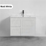 600/750/900/1200/1500Mm Hampton Wall Hung Vanity Pvc Board Matt White Linear Surface Vanities