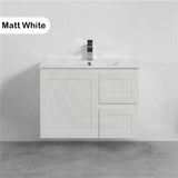 600/750/900/1200/1500Mm Hampton Wall Hung Vanity Pvc Board Matt White Linear Surface Vanities