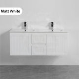 600/750/900/1200/1500Mm Hampton Wall Hung Vanity Pvc Board Matt White Linear Surface Vanities