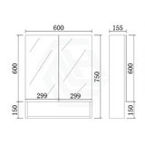 600/750/900/1200/1500mm Shaving Cabinet With Mirror PVC Board Wall Hung Storage Gloss White