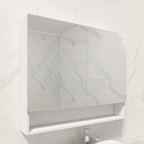 600/750/900/1200/1500Mm Shaving Cabinet With Mirror Pvc Board Wall Hung Storage Gloss White Cabinets