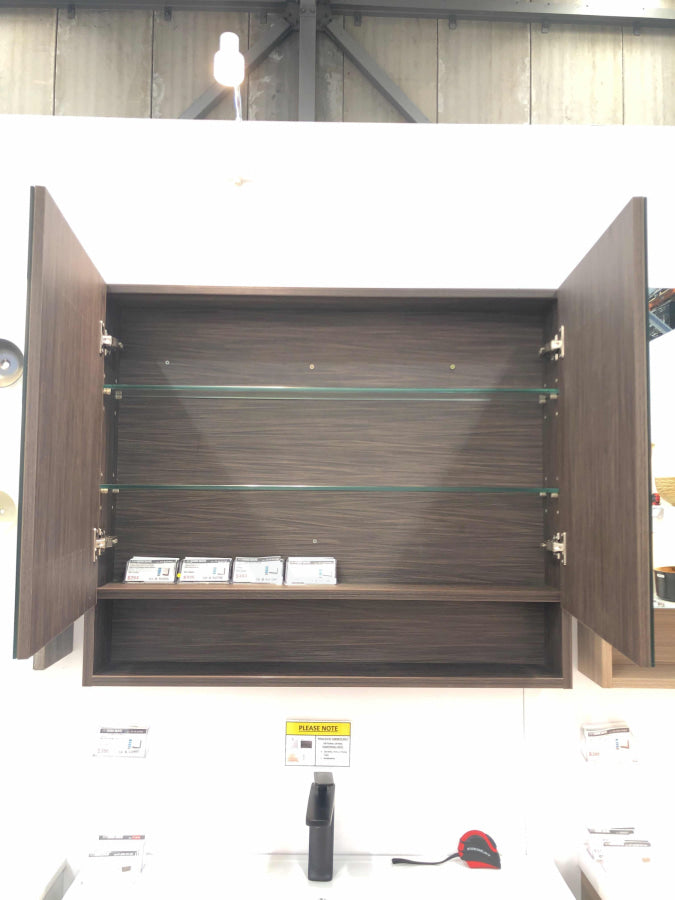 600/750/900/1200/1500Mm Shaving Cabinet With Mirror Pvc Board Wall Hung Storage Stella Walnut