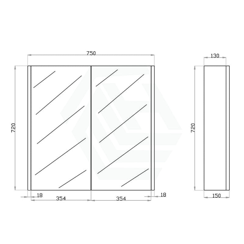 600/750/900/1200/1500Mm White Oak Wood Grain Pvc Filmed Wall Hung Shaving Cabinet 750Mm Cabinets